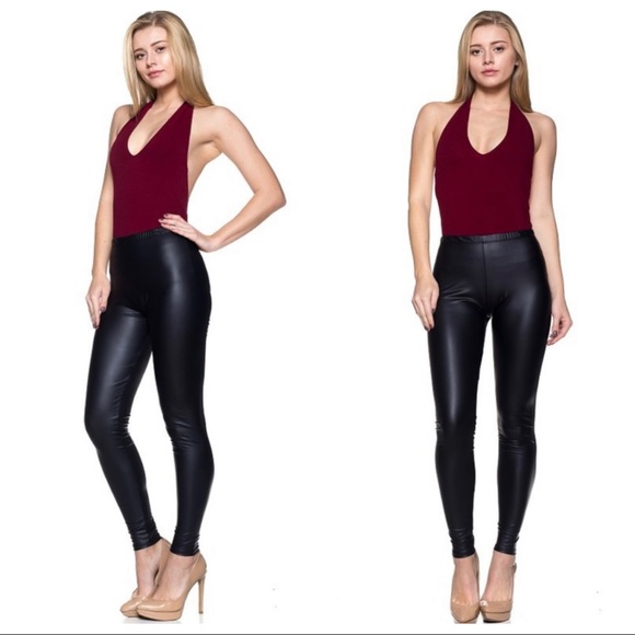 BRITTA-Skinny Stretch Vegan Leather Legging - Picture 9 of 9